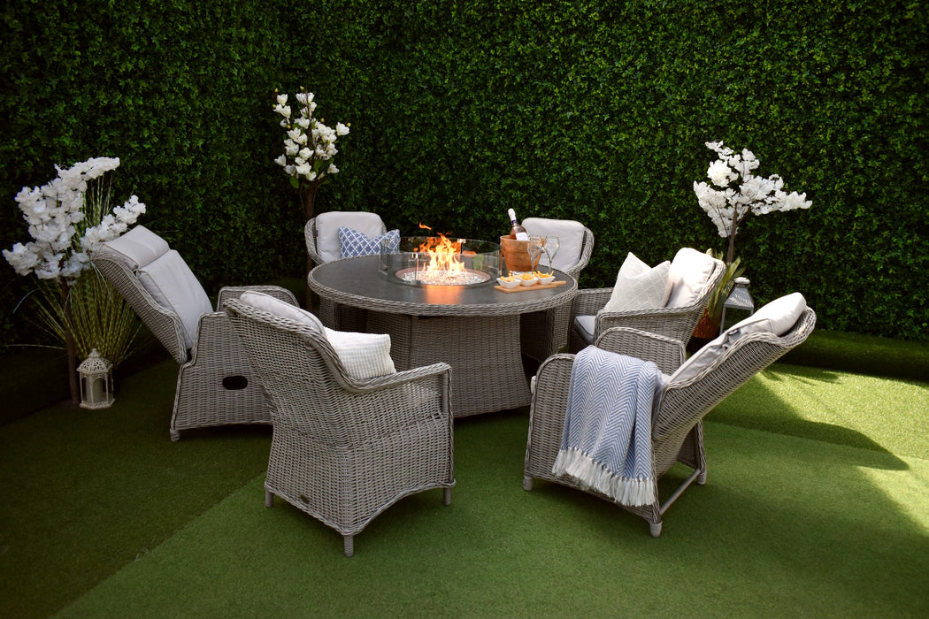 Verona Six Seater Firepit Dining & Reclining Suite