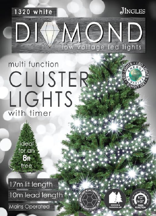 1320 Cluster Diamond Cut White LED Lights