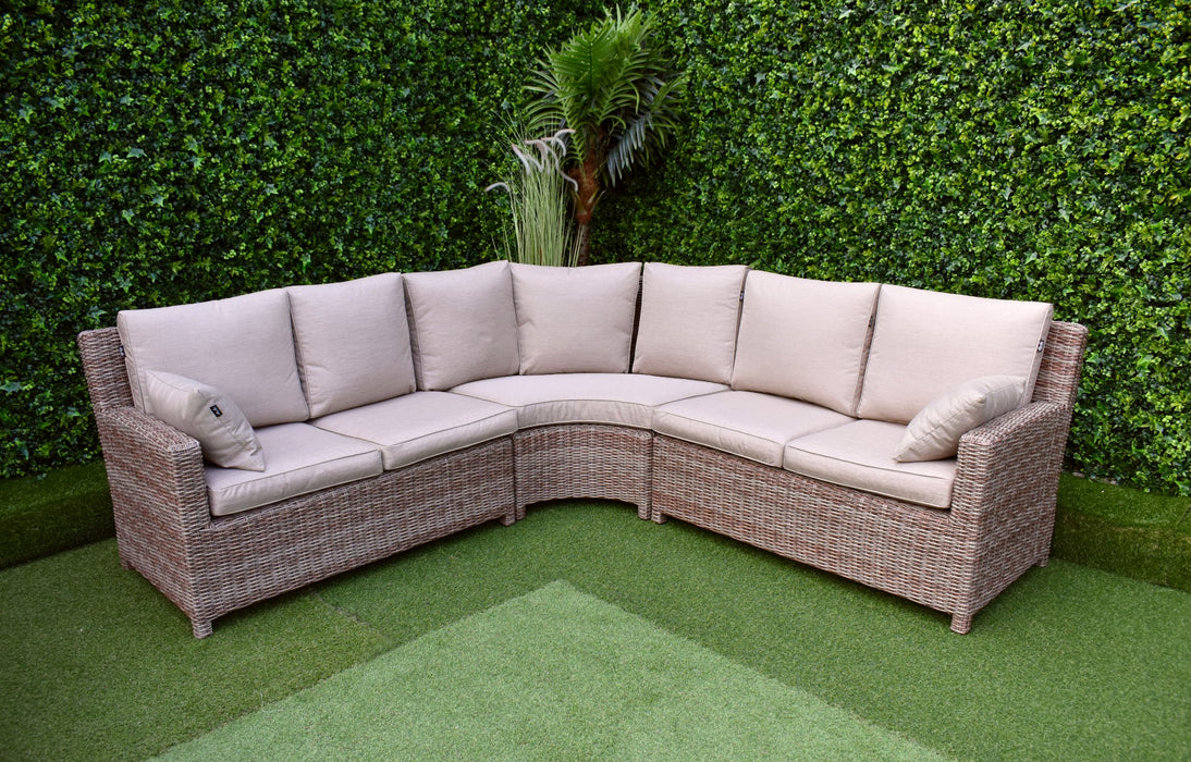 Madrid Curved Corner Fire Pit Suite with Two Armchairs